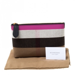 Burberry Multicolor Canvas Medium Duncan Zip Pouch