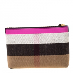 Burberry Multicolor Canvas Medium Duncan Zip Pouch