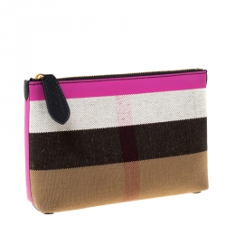 Burberry Multicolor Canvas Medium Duncan Zip Pouch