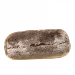 Pre Owned Burberry Light Grey Faux Fur Medium Pin Clutch