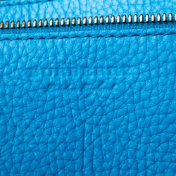 Pre Owned Burberry Neon Blue Leather Remington Shopper Tote