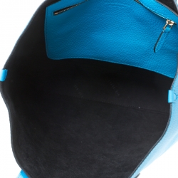 Pre Owned Burberry Neon Blue Leather Remington Shopper Tote
