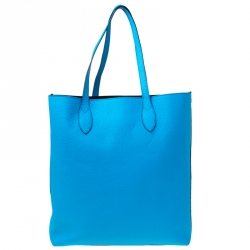 Pre Owned Burberry Neon Blue Leather Remington Shopper Tote