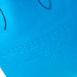 Pre Owned Burberry Neon Blue Leather Remington Shopper Tote