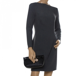 Pre Owned Burberry Black Leather Crystal Embellished Pin Clutch