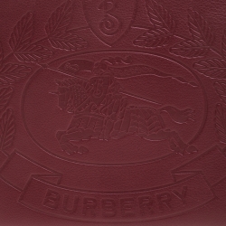 Pre Owned Burberry Maroon Leather Document Wristlet Pouch