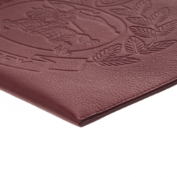 Pre Owned Burberry Maroon Leather Document Wristlet Pouch