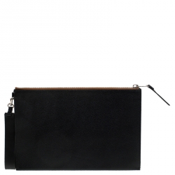 Pre Owned Burberry Black Leather Wristlet Pouch
