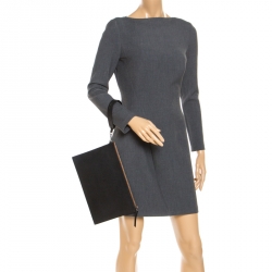 Pre Owned Burberry Black Leather Wristlet Pouch