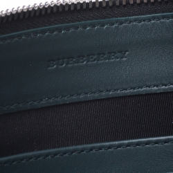مملوكة مسبقًا Burberry Dark Green Leather Wristlet Pouch