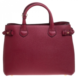 Pre Owned حقيبة بربري بانير قماش كاروهات هاوس وجلد حمراء متوسطة