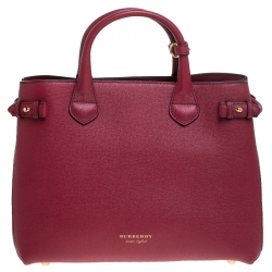 Pre Owned حقيبة بربري بانير قماش كاروهات هاوس وجلد حمراء متوسطة
