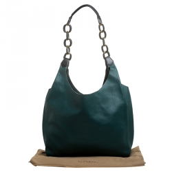 مملوكة مسبقًا Burberry Green Leather Chain Hobo