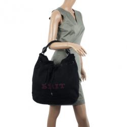 Pre Owned Burberry Brit Medium Cambrose Black Canvas and Leather Hobo