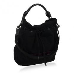 Pre Owned Burberry Brit Medium Cambrose Black Canvas and Leather Hobo