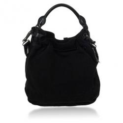 Pre Owned Burberry Brit Medium Cambrose Black Canvas and Leather Hobo