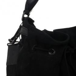 Pre Owned Burberry Brit Medium Cambrose Black Canvas and Leather Hobo