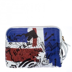 Pre Owned Burberry Multiolor Coated Canvas Doodle Print Wristlet Pouch