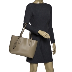 Pre Owned Burberry Beige Haymarket Check Leather Small Reversible Tote