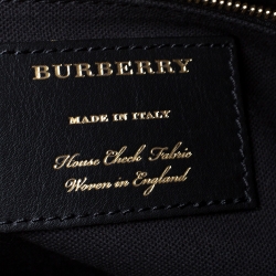 Pre Owned Burberry Pink Leather and House Check Fabric Medium Banner Tote