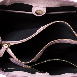 Pre Owned Burberry Pink Leather and House Check Fabric Medium Banner Tote