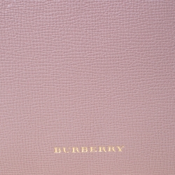 Pre Owned Burberry Pink Leather and House Check Fabric Medium Banner Tote