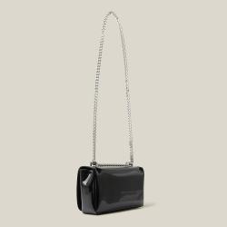 Pre Owned Burberry Black Kingdom Logo Patent Leather Bag
