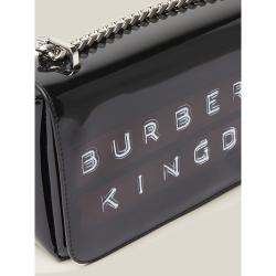 Pre Owned Burberry Black Kingdom Logo Patent Leather Bag