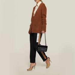 Pre Owned Burberry Black Kingdom Logo Patent Leather Bag
