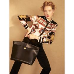 Pre Owned Burberry Black Society Top-Handle Leather Tote
