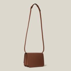 مملوكة مسبقًا Burberry Brown TB Monogram-Buckle Leather Shoulder Bag