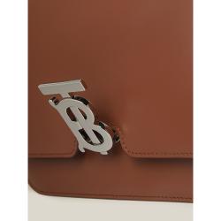 مملوكة مسبقًا Burberry Brown TB Monogram-Buckle Leather Shoulder Bag