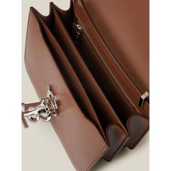 مملوكة مسبقًا Burberry Brown TB Monogram-Buckle Leather Shoulder Bag