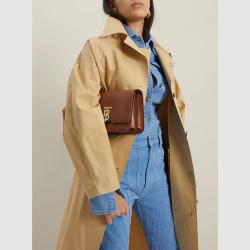 مملوكة مسبقًا Burberry Brown TB Monogram-Buckle Leather Shoulder Bag