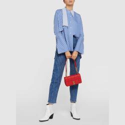 Pre Owned حقيبة كتف بربري "لولا" جلد مبطن أحمر