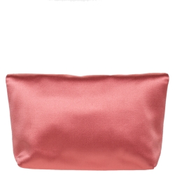 Pre Owned Burberry Coral Orange Satin Crystal Embellished Pin Clutch