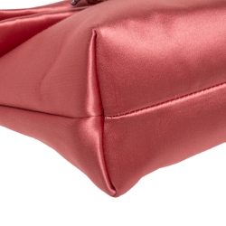 Pre Owned Burberry Coral Orange Satin Crystal Embellished Pin Clutch