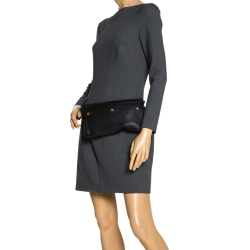 Pre Owned Burberry Black Leather Slim Belt Bag