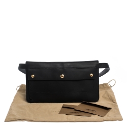 Pre Owned Burberry Black Leather Slim Belt Bag