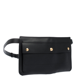 Pre Owned Burberry Black Leather Slim Belt Bag
