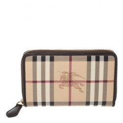 Burberry vintage check outlet and leather ziparound wallet