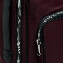 Pre Owned Burberry Burgundy/Black Nylon and Leather Rocco Cay Backpack