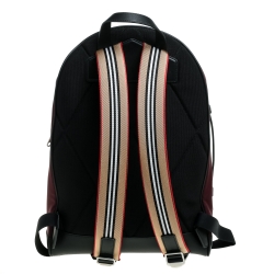 Pre Owned Burberry Burgundy/Black Nylon and Leather Rocco Cay Backpack