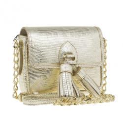 Pre Owned حقيبة كروس بربري جلد سحلية ذهبي معدني شراشيب