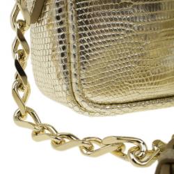 Pre Owned حقيبة كروس بربري جلد سحلية ذهبي معدني شراشيب