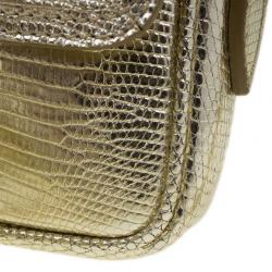 Pre Owned حقيبة كروس بربري جلد سحلية ذهبي معدني شراشيب