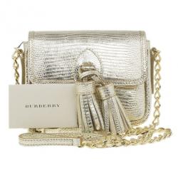 Pre Owned حقيبة كروس بربري جلد سحلية ذهبي معدني شراشيب