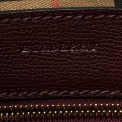 Pre Owned Burberry Burgundy Leather Large Crest Shopper Tote