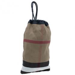 مملوكة مسبقًا Burberry House Check Canvas Little Drawstring Duffel Bag
