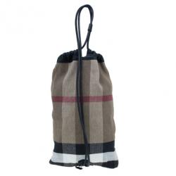 مملوكة مسبقًا Burberry House Check Canvas Little Drawstring Duffel Bag